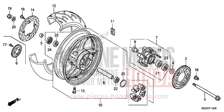 HINTERRAD von Hornet ABS MAT CYNOS GRAY METALLIC (NH312) von 2013